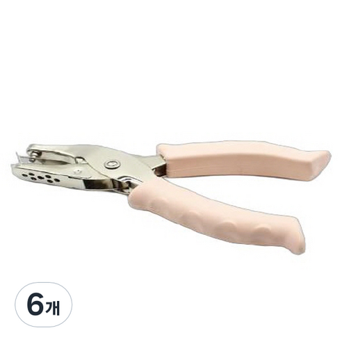 마다꾸미 컬러 핸드 1공 펀치 3mm, 파스텔핑크, 6개