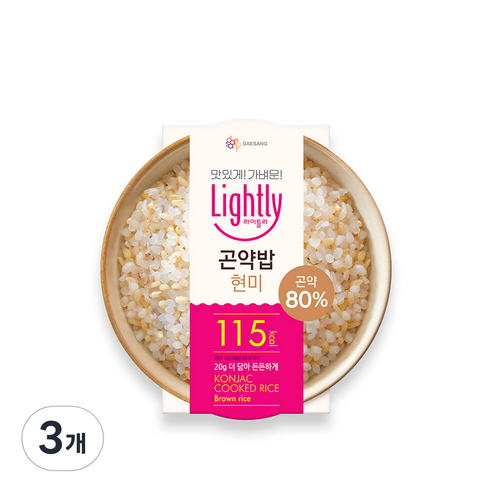 대상 라이틀리 곤약 현미 즉석밥 용기형, 170g, 3개