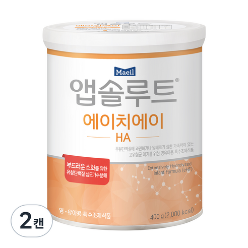 매일유업 앱솔루트 에이치에이 분유, 400g, 2개