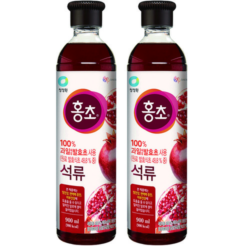 청정원 홍초 100% 자연발효초 사용 석류, 900ml, 2개