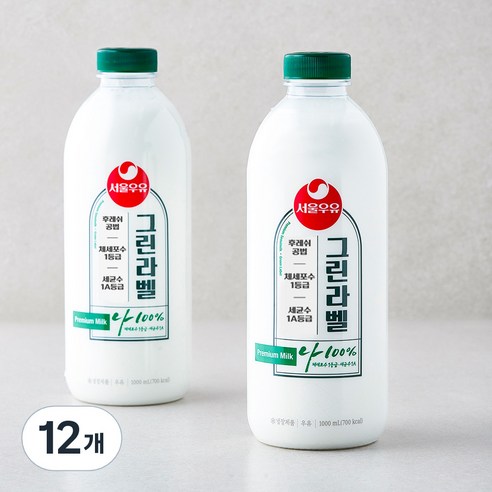 서울우유 그린라벨 우유, 1000ml, 12개