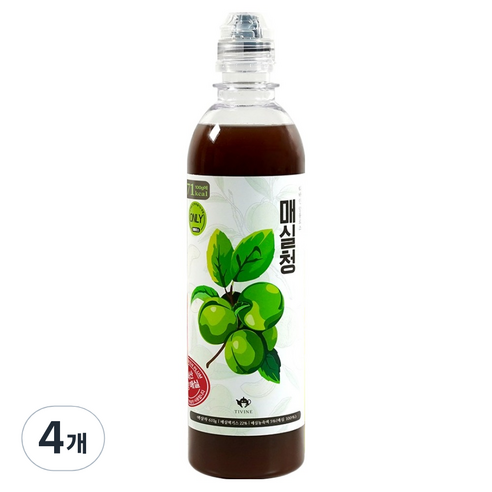 티바인 알룰로스 매실청 매실액기스 원액, 610g, 4개