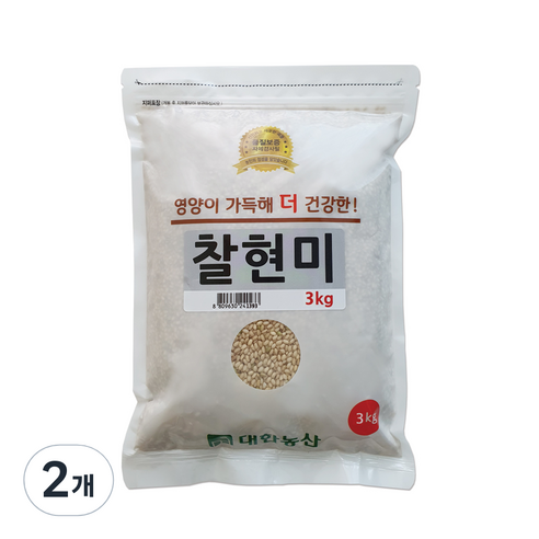 대한농산 찰현미, 2개, 3kg