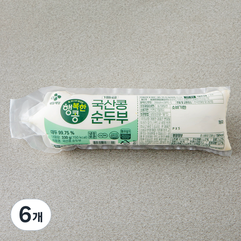 행복한콩 국산콩 순두부, 330g, 6개