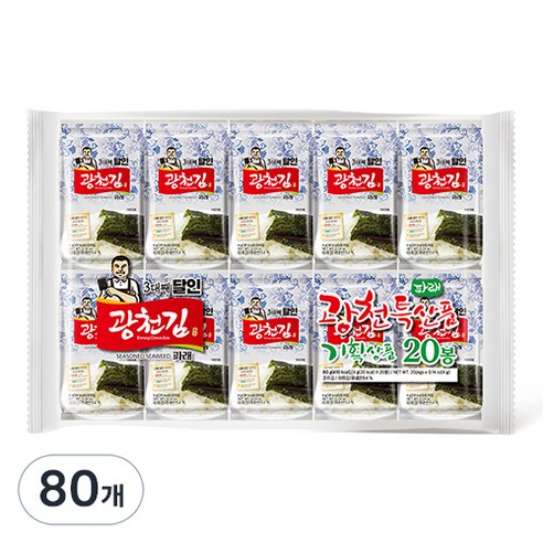 3대째 달인 파래 광천김, 4g, 80개