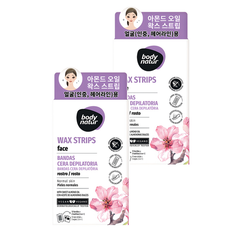 바디네이처 아몬드오일 왁스스트립 얼굴용, 2개