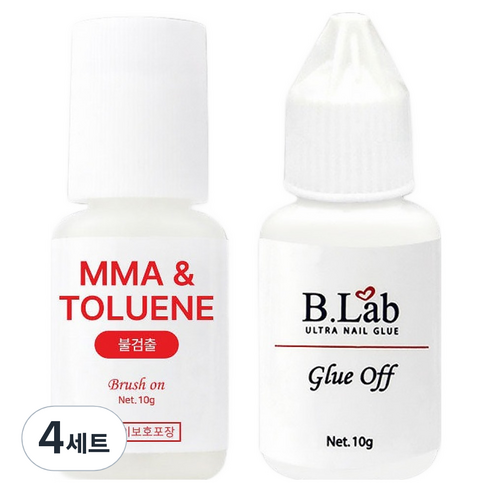 뷰랩 아르스 뷰랩 브러쉬 온 글루 10g + 글루 오프 10g 세트, 4세트, 무색, 투명