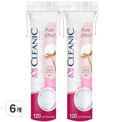 클레아닉 소프트터치 원형 화장솜, 120개입, 6개