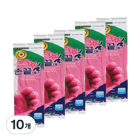 손끝에별 고무장갑 양쪽 세트 대, 분홍, 10개