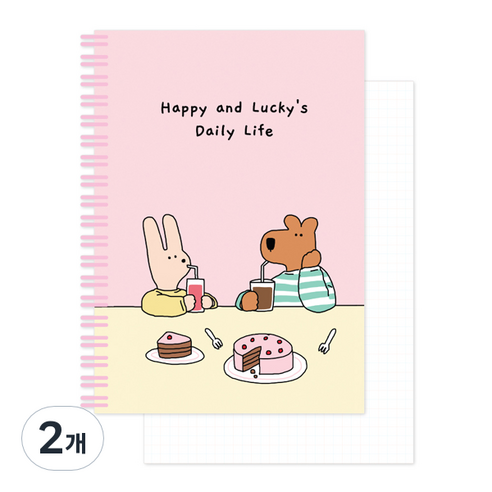 모노라이크 해피앤럭키 그리드 스프링 노트, 01 Dessert, 2개