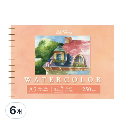 두성 아트프린스 워터컬러 수채화용 스프링 스케치북 250g W06, A5, 25매, 6개
