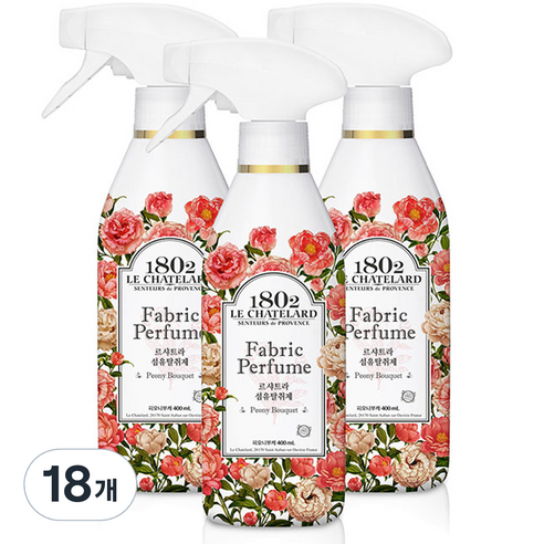 르샤트라1802 섬유탈취제 피오니부케 본품, 400ml, 18개, 피오니 부케