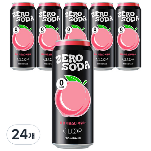 클룹 제로소다 탄산음료 복숭아, 24개, 500ml