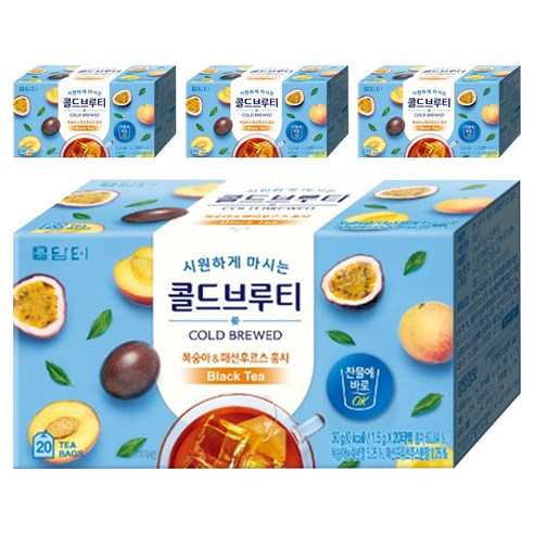 담터 콜드브루티 복숭아 패션후르츠 홍차, 1.5g, 20개입, 4개