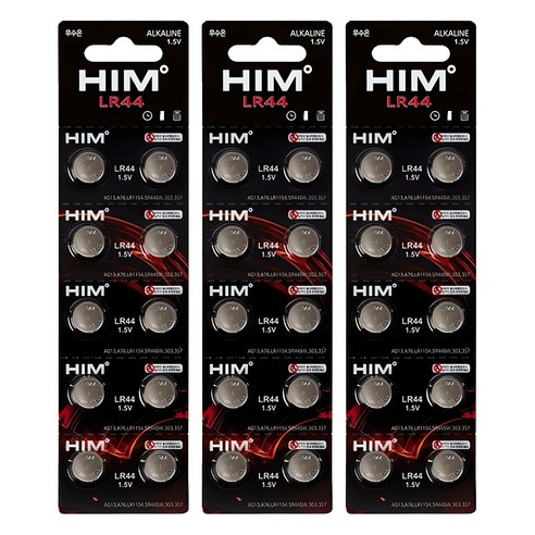 힘 알카라인 코인건전지 LR44, 10개입, 3개