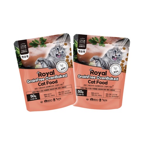펫스윗 전연령 로얄 그레인프리 오븐베이크드 고양이 건식사료, 닭, 50g, 2개