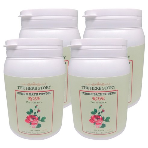 더허브스토리 대용량 버블바스 파우더 로즈향, 1kg, 4개