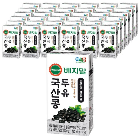 베지밀 국산콩 두유 검은콩 고칼슘, 96개, 190ml