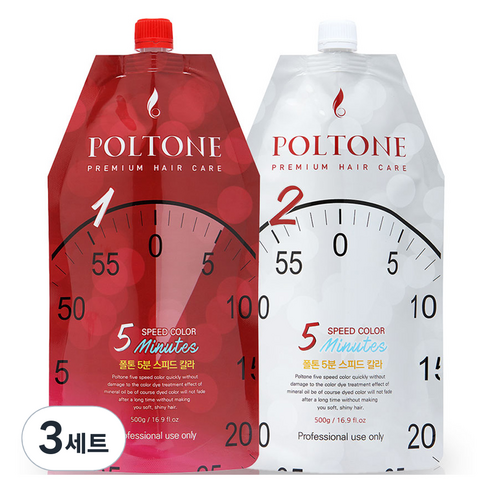 폴톤 5분 스피드 칼라 염모제 1제 500g + 2제 500g 세트, 흑색, 3세트