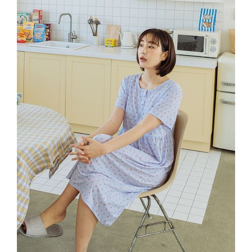시원하고 편안한 여름 밤 수면을 위한 도씨 여성용 냉감 원피스 잠옷