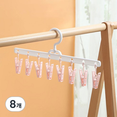 애니원픽 정리왕 집게형 모자정리 걸이, 핑크, 8개