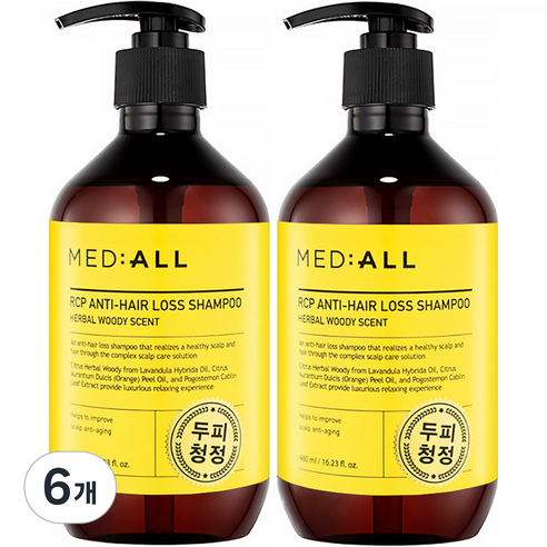 메디올 알시피 안티 헤어 로스 샴푸 우디향, 6개, 480ml