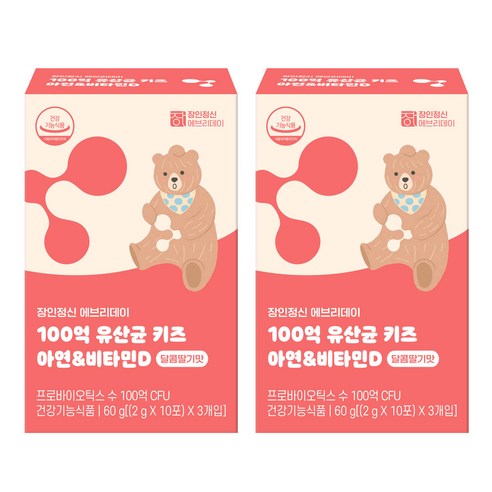 장인정신에브리데이 100억 유산균 키즈 아연 & 비타민D 30p, 60g, 2개 어린이유산균