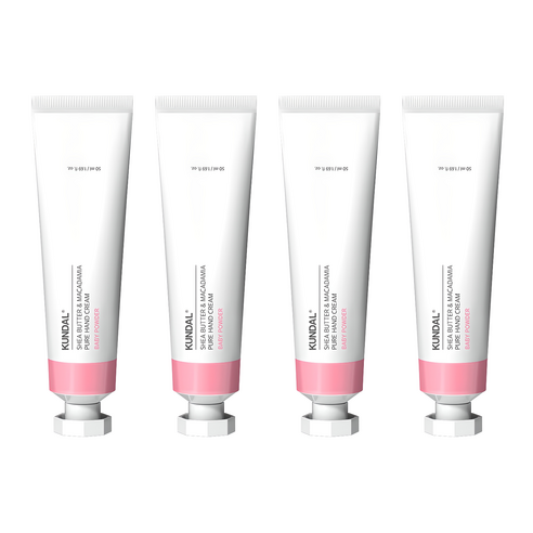 쿤달 시어버터 앤 마카다미아 퓨어 핸드크림 베이비파우더향, 50ml, 4개