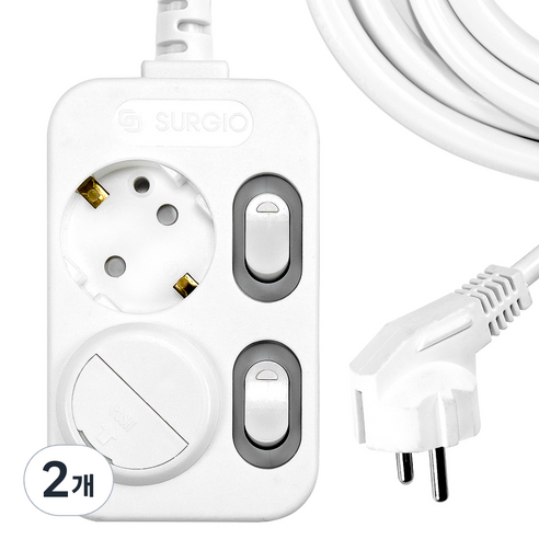 써지오 개별형 안전멀티탭 2구 16A + 안전커버, 10m, 2개