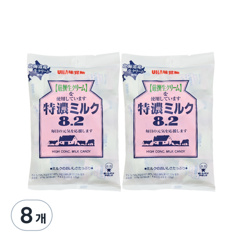 UHA 미카쿠도 토쿠노 밀크 캔디 8.2, 115g, 8개