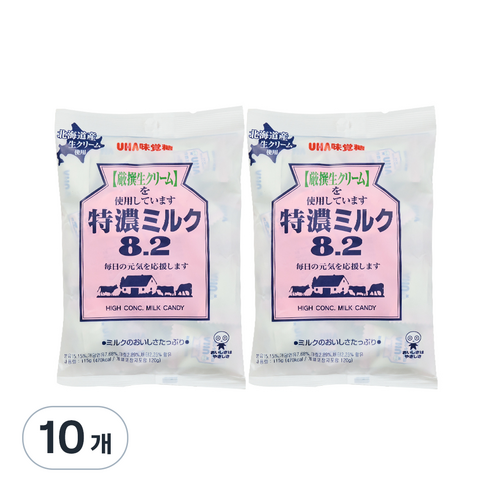 UHA 미카쿠도 토쿠노 밀크 캔디 8.2, 115g, 10개