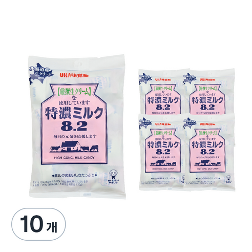 UHA 미카쿠도 토쿠노 밀크 캔디 8.2, 115g, 10개