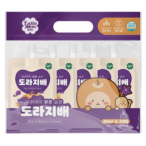 또또맘 우리아이 맑은습관 음료 80ml, 도라지배, 5개