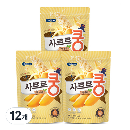 베베쿡 사르르쿵 과자, 바나나맛, 23g, 12개