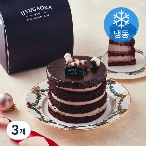 지유가오카 샬롯 드 쇼콜라 케이크 (냉동), 380g, 3개