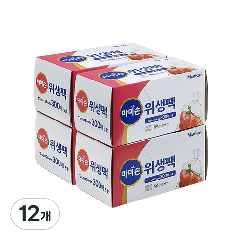 마미손 위생팩 5호 소 17 x 25 cm, 소(S), 300개, 12개
