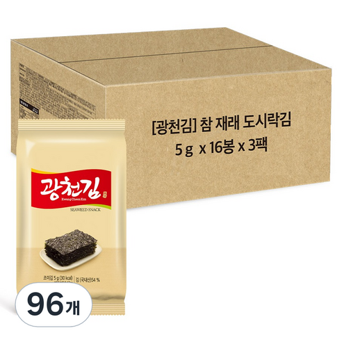 광천김 도시락 김, 5g, 96개