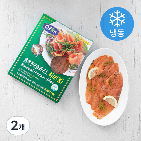 오젠 노르웨이 훈제 연어 슬라이스 허브딜 (냉동), 180g, 2개