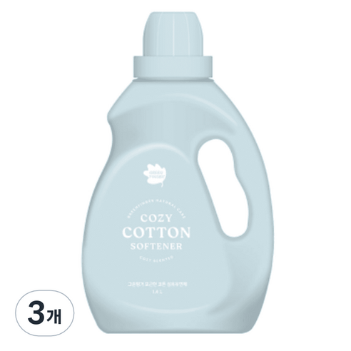 그린핑거 포근한 코튼 섬유유연제 화이트 플로럴 본품, 1.4L, 3개