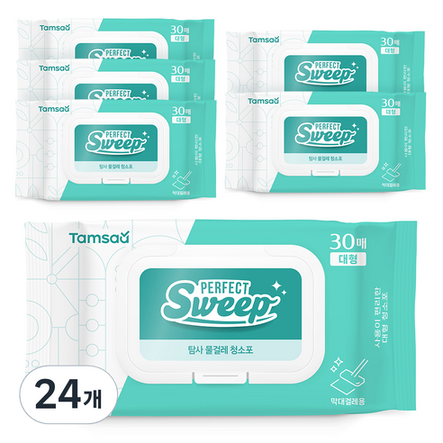 탐사 물걸레 청소포 대형 30매 캡형, 50g, 24개
