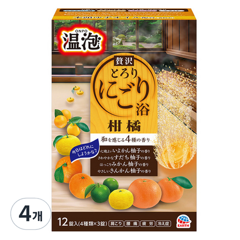 온포 탄산입욕제 시트러스유자 12p, 480g, 4개