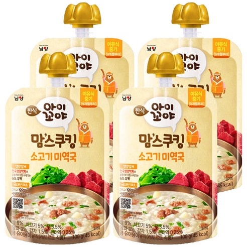 아이꼬야 유아용 맘스쿠킹 이유식 9개월부터, 100g, 4개, 소고기미역국