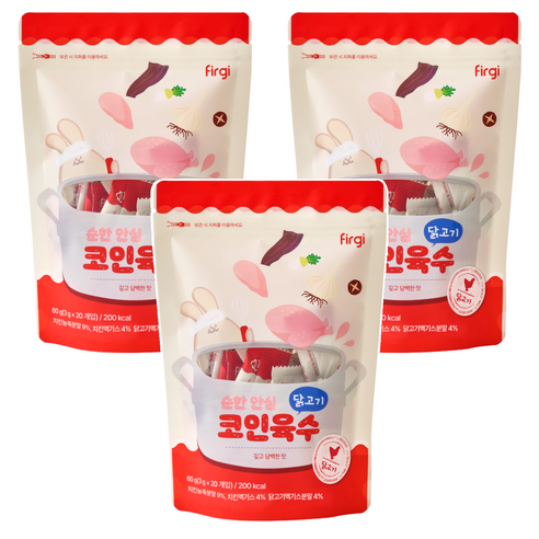 퍼기 순한 안심 코인육수, 3개, 60g, 닭고기맛