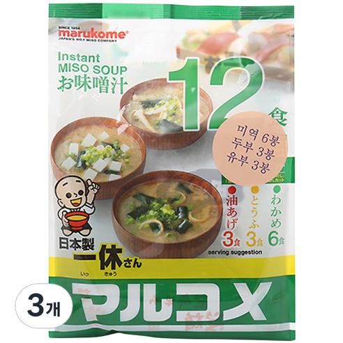 마루코메 잇큐상 즉석미소 겐넨 12식, 186g, 3개