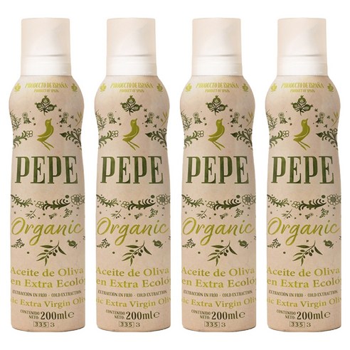 페페 냉압착 유기농 엑스트라버진 올리브유 스프레이, 200ml, 4개