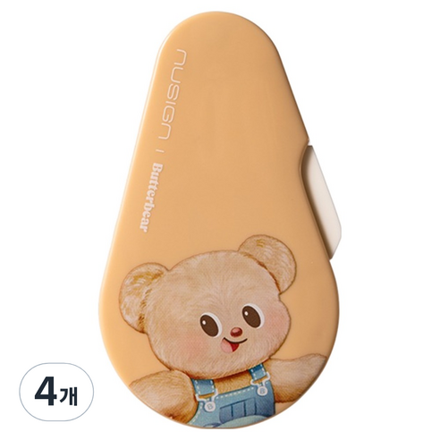 델리 버터베어 누사인 슬라이딩 수정테이프 5mm x 12m, 옐로우, 4개