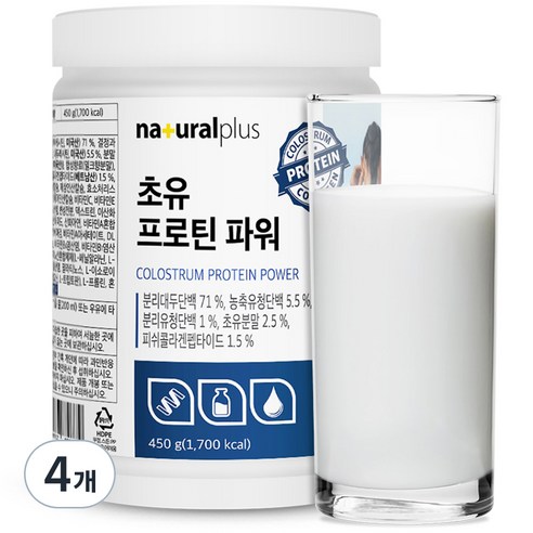 내츄럴플러스 초유 프로틴 파워 콜라겐, 450g, 4개
