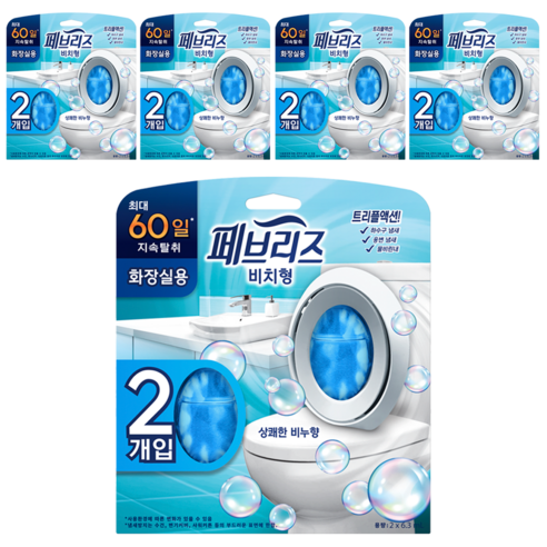페브리즈 화장실용 방향제 비치형 상쾌한 비누향 2p 본품, 12.6ml, 5개
