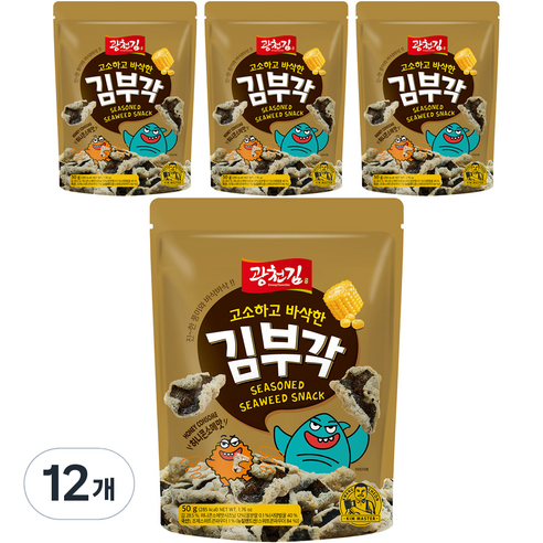 광천김 고소하고 바삭한 허니콘소메맛 김부각, 50g, 12개
