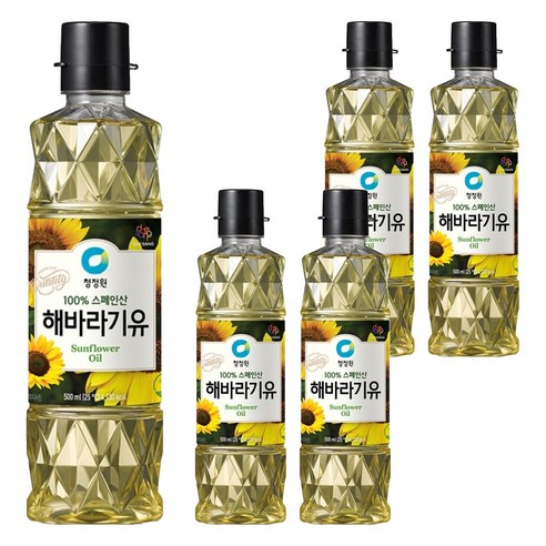 청정원 해바라기유, 500ml, 5개